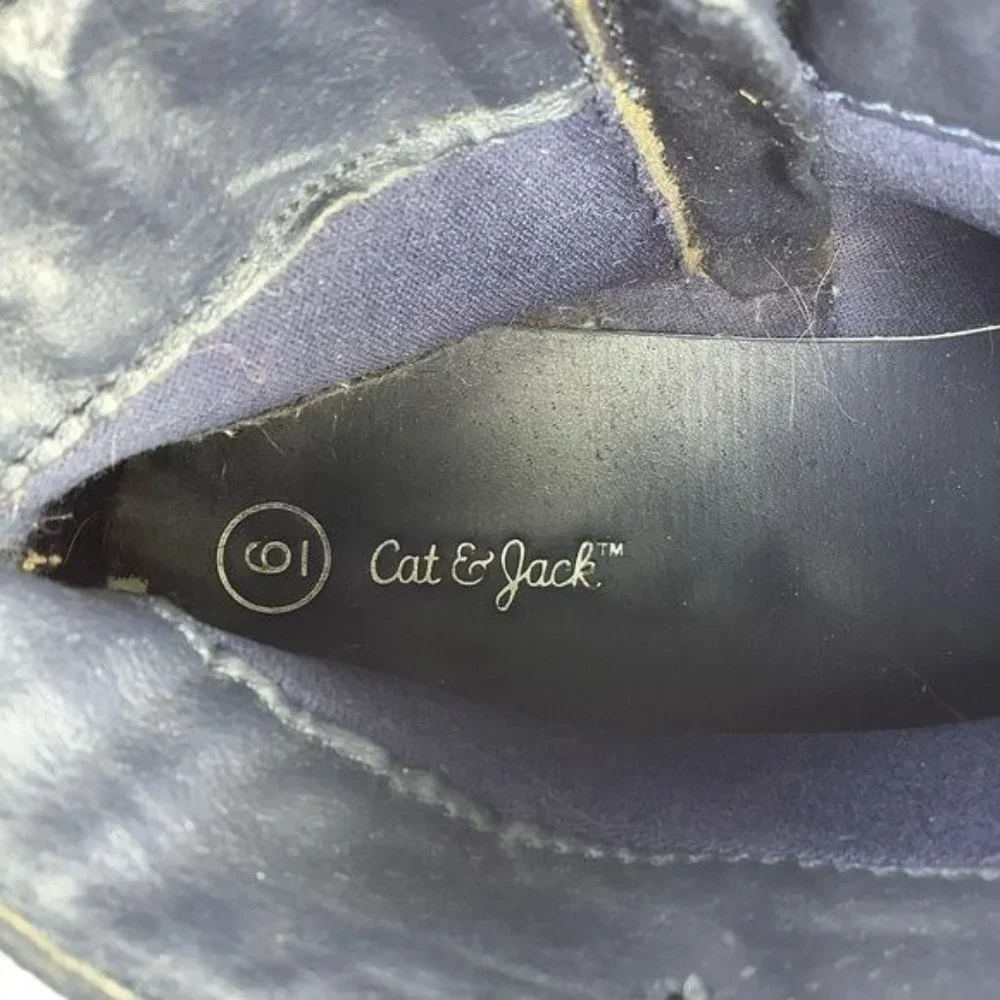 Cat‎ & Jack Ankle Booties Girl Size 6 Deep Blue Faux Vegan Suede Leather Boho
